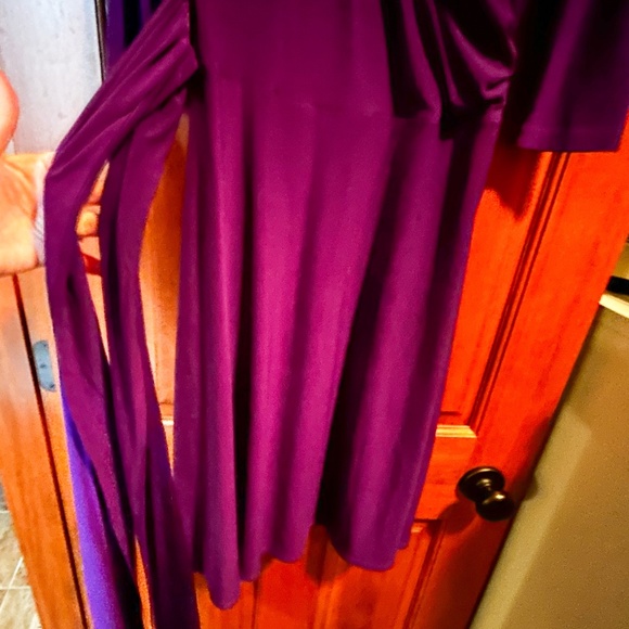 NWOT Faux wrap stretchy purple dress- Christmas, work, date night - Picture 2 of 7